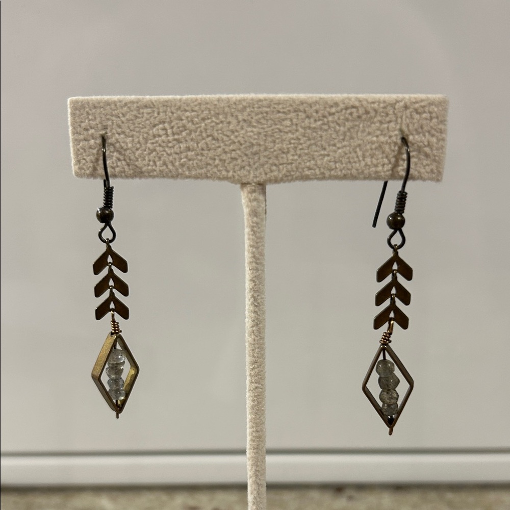 Gold and Gray Dangle Earrings